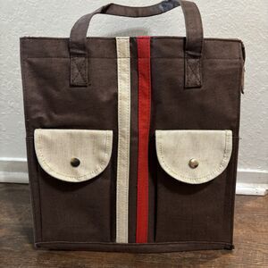 VINTAGE 1970's Interpur Striped Canvas Purse Shoulder Bag Book Bag